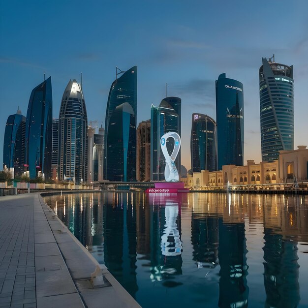 Photo doha capital city of rich country qatar has attractive buildings and city view as seen