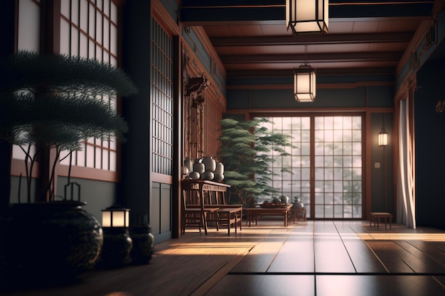 Dojo room interior background