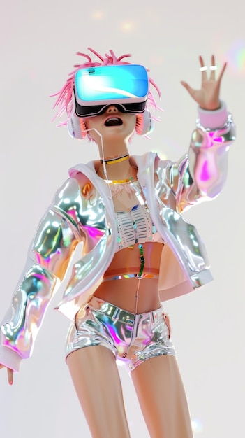 a doll wearing a pair of virtual reality goggles and a pair of glasses