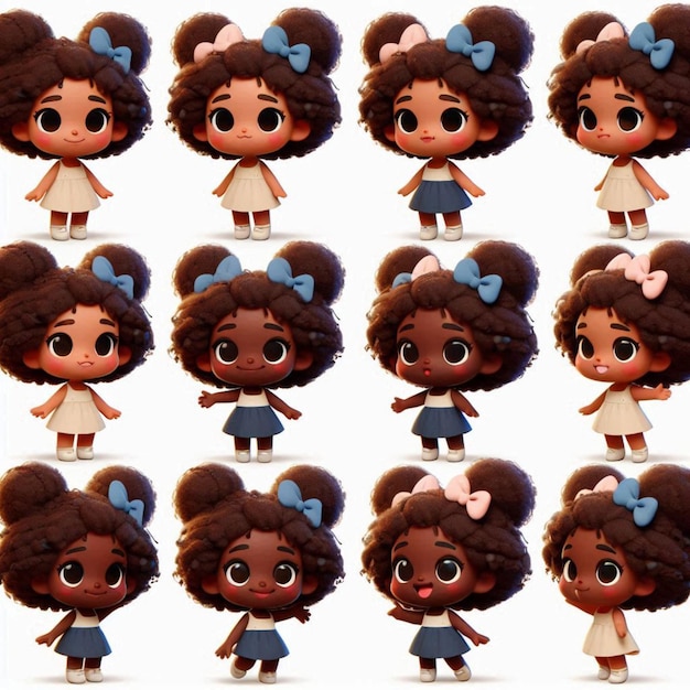 Photo a doll with a blue bow on her hair is shown with different pictures of a girl