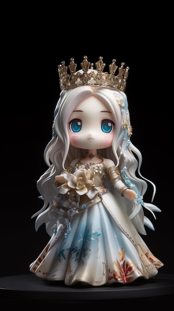 A doll with a crown on it