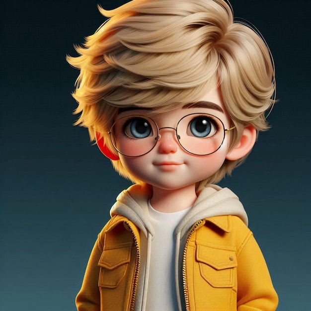 a doll with glasses and a sweater that says the name of a boy