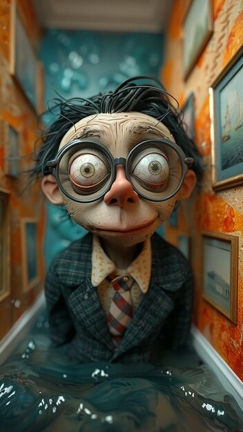 Photo a doll with glasses and a tie is wearing a suit and tie