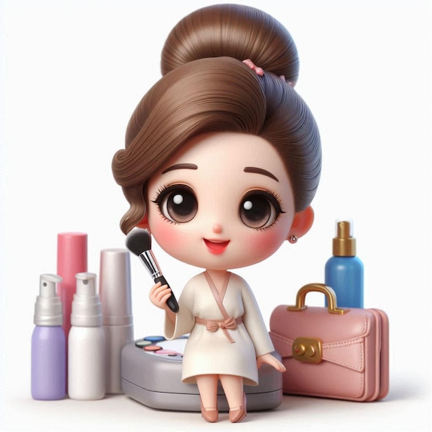 a doll with a hair dryer and a hair brush