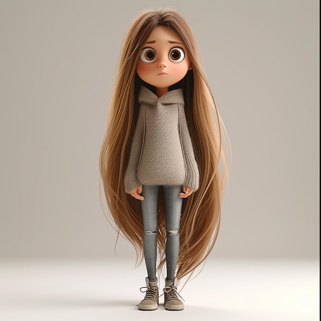 Photo a doll with long hair and a sweater with a long hair