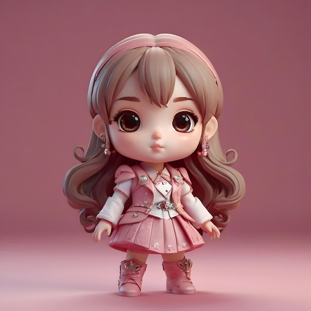 a doll with a pink dress and a bow on the front