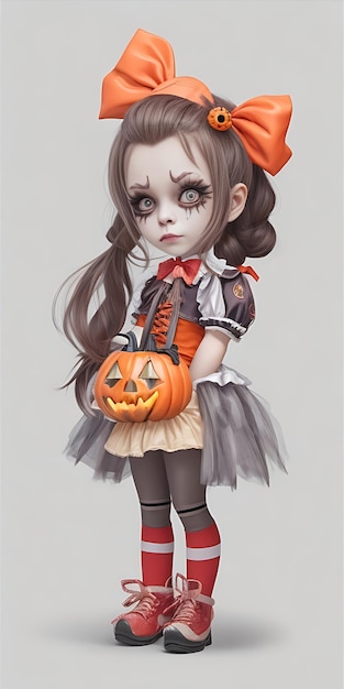 a doll with a pumpkin and a pumpkin on it AI GENERATED