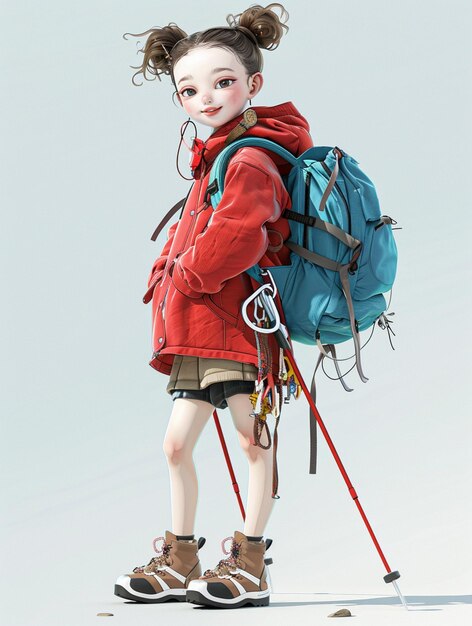 Photo a doll with a red jacket and a blue backpack