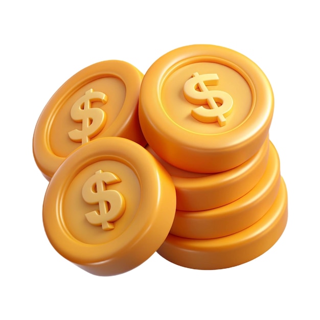 dollar coin bundle 3d cartoon style illustration