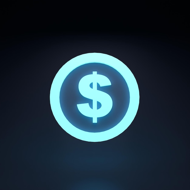 Dollar icon 3D rendering illustration