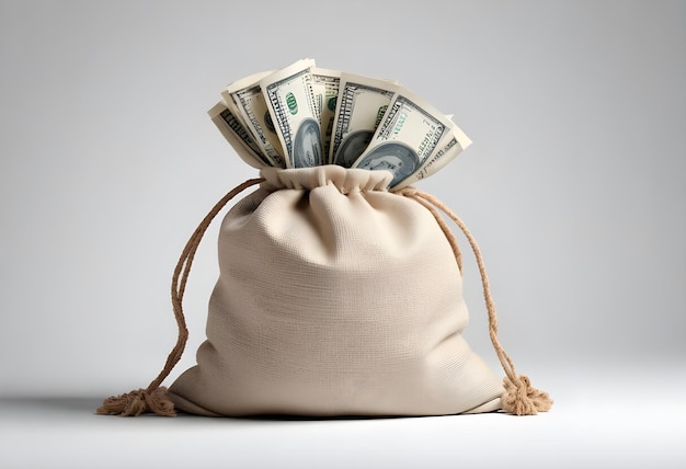 Photo dollars in a sack isolated on a white background