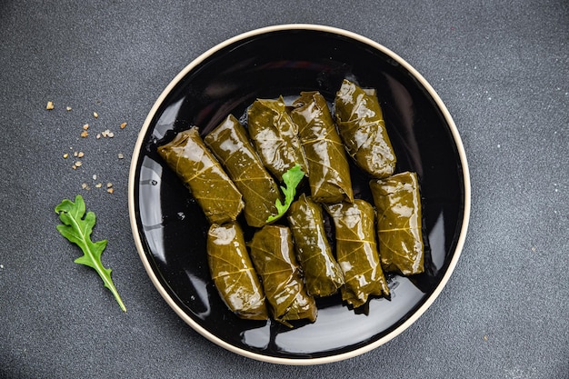 dolma grapes leaves meat stuffing healthy meal food snack on the table copy space food background