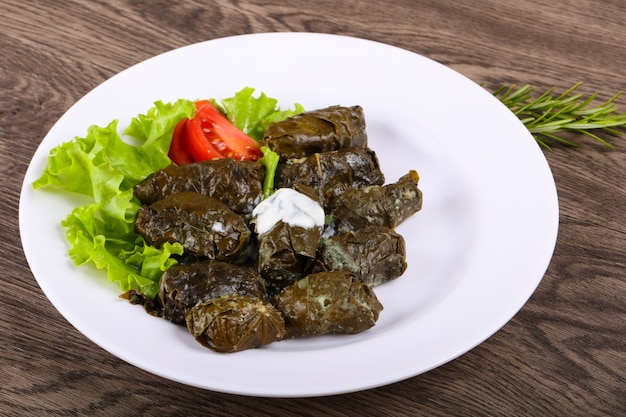 Dolma - stuffed meat in grape leaves