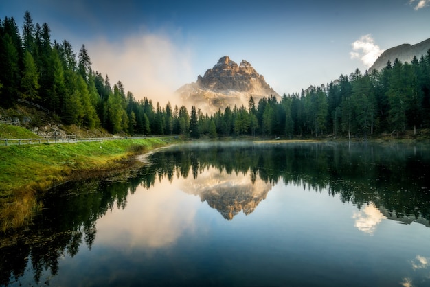 Dolomites, Italy landscape at Lake Antorno.