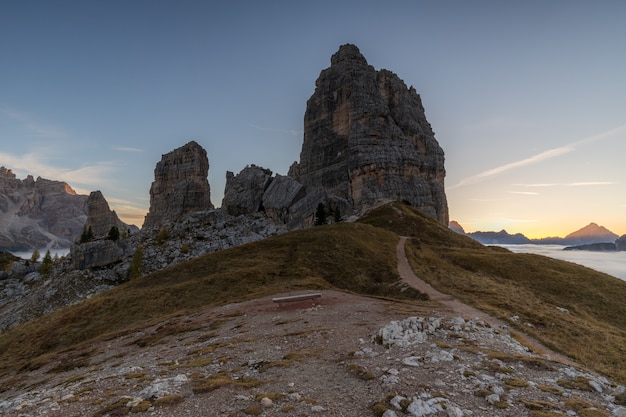 Dolomites: sunrise at Cinqui Torri