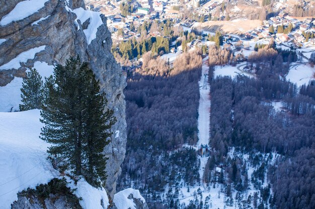 Dolomities Dolomiti Italy in wintertime beautiful alps winter mountains Cortina d'Ampezzo Faloria skiing resort area