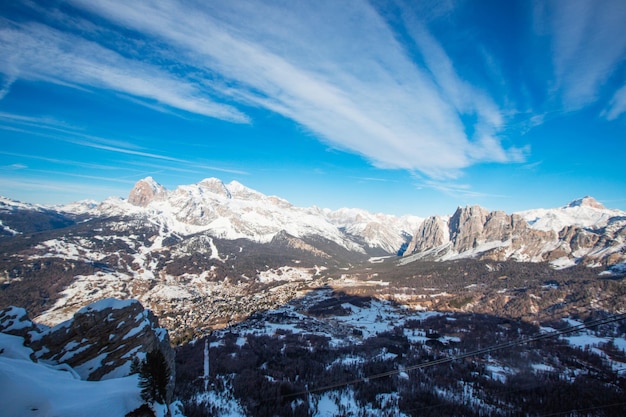 Dolomities winter mountains ski resort