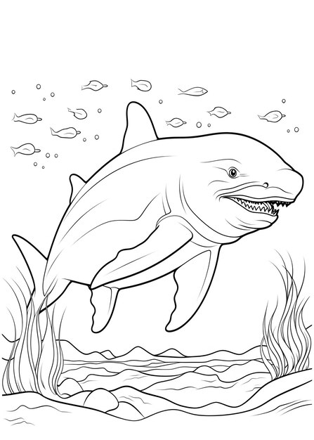 Dolphin Coloring Page Dolphin Line Art coloring page Dolphin Outline Illustration For Coloring Page Animals Coloring Page Coloring Page for Adults AI Generative