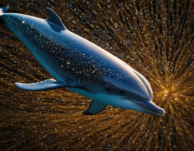 Photo a dolphin is shown with fireworks in the background