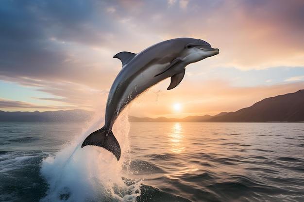 A dolphin jumping out of the water