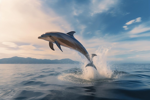 A dolphin jumping out of the water