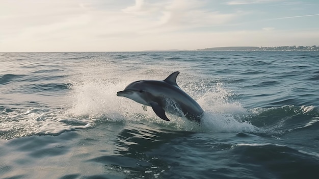 Dolphin jumping in sea water realistic photo realistic Al generated