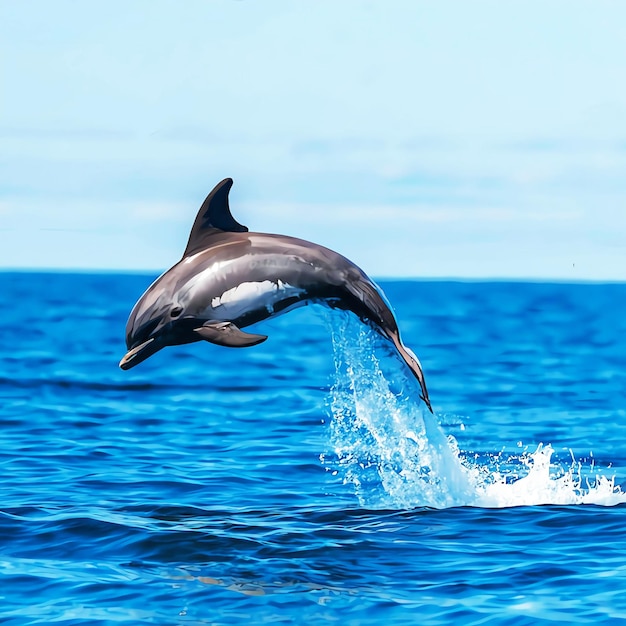 dolphin jumping in the water with a splash of water and the word dolphin