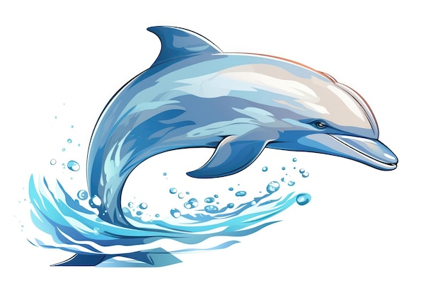 Dolphin Minimalist Style White Background Cartoonish Flat Illustration Generative AI