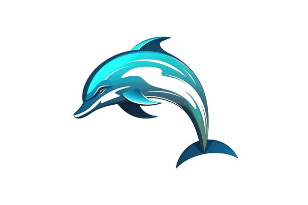 Dolphin Minimalist Style White Background Cartoonish Flat Illustration Logo Generative AI