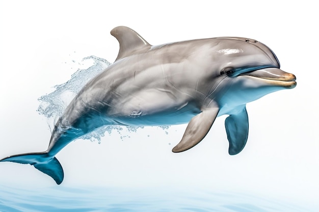 Dolphin Ocean Marine Animal Isolated on White Background Generative AI