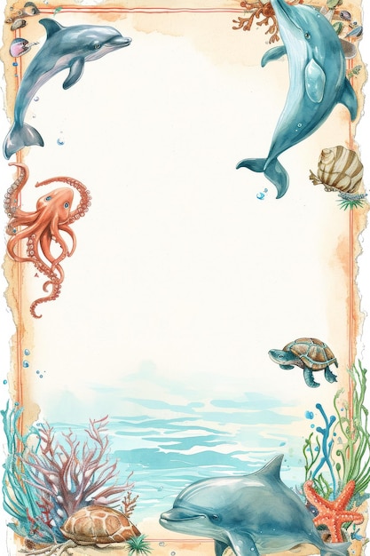 Dolphin and Sea Animals Picture Frame