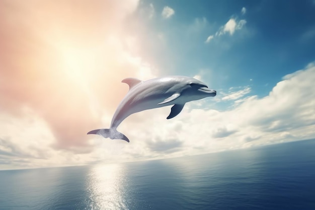 Dolphin sky sea mammal Generate Ai