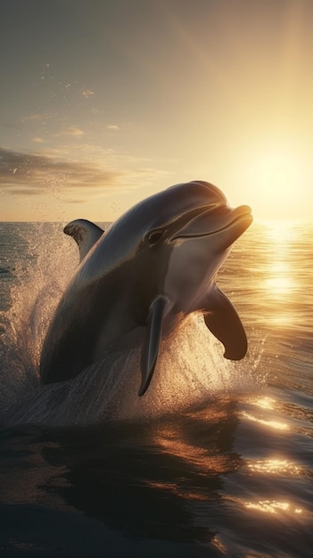 Dolphin in the sunset wallpaper