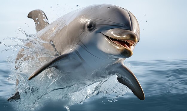 Dolphin Swimming With Mouth Open