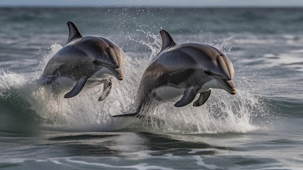 Dolphins jumping out of the water