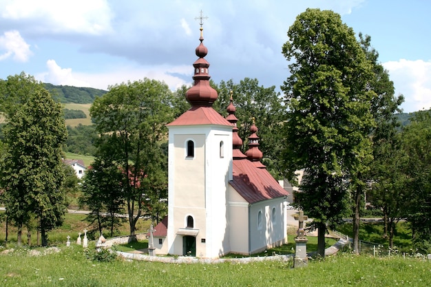 Domes  Church in Tsigelk settlement in Slovakia