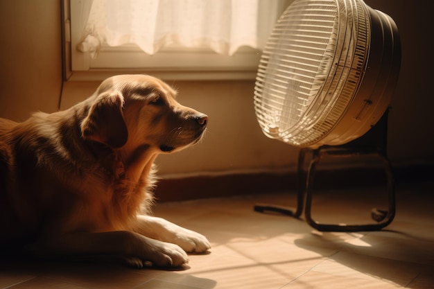 Domestic dog seeks relief from hot summer heat