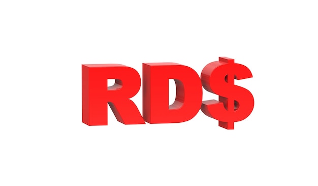 Dominican peso or Peso Dominicano currency symbol of Dominican Republic in Red 3d rendering