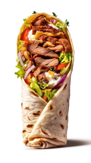 The Doner kebab shawarma isolated on a white background Generative AI