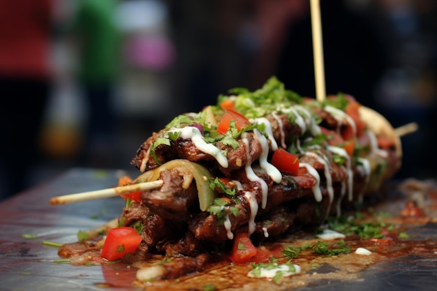 Photo doner kebab on a stick street food yummy doner kebab food image photography