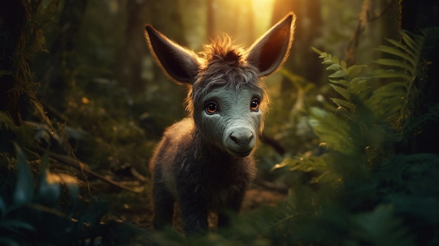 A donkey in the forest