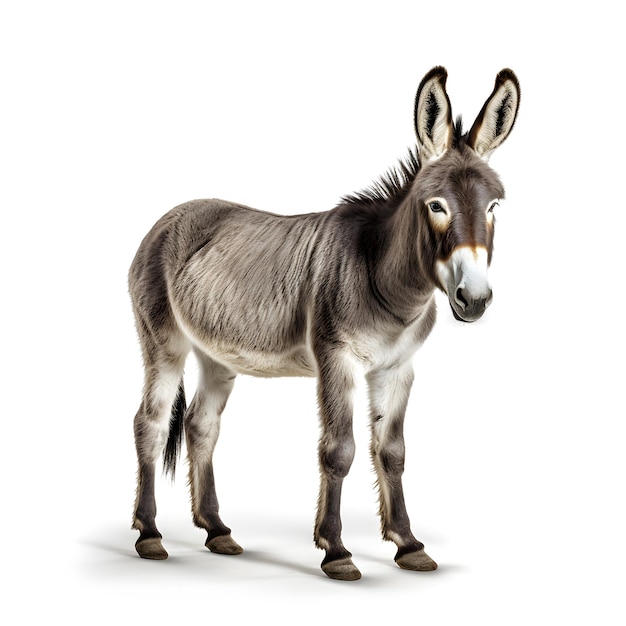 Donkey isolated on a white background studio shot side view