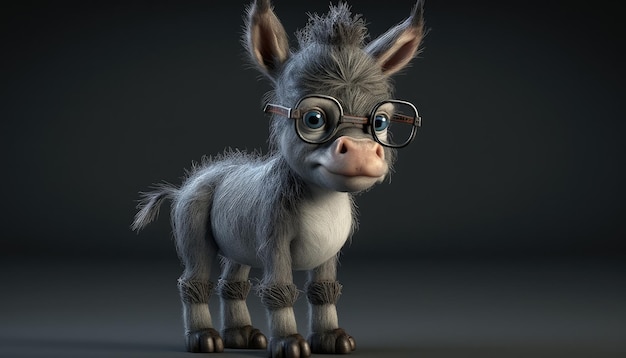 Donkey with glasses and a pair of glasses