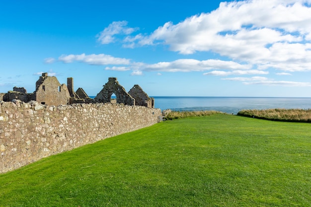 Donnottarr Castle in Scotland on the North Sea coast beautiful landscape