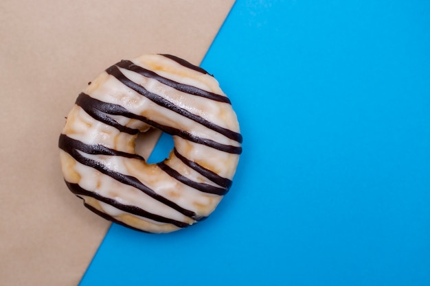 Donut on blue background