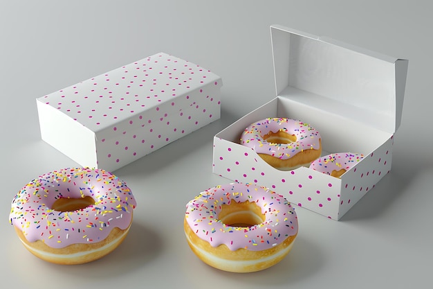 Donut boxes with hinged lid mocku