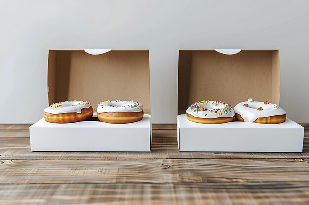 Donut boxes with hinged lid mockup