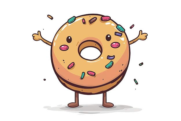 Donut cartoon character on white background