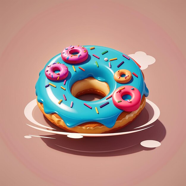 Donut floating cartoon vector icon illustration food object icon concept isolated flat vector