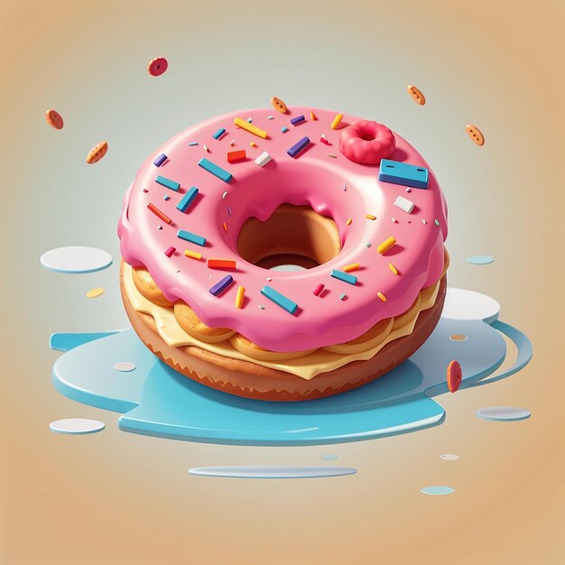 Donut floating cartoon vector icon illustration food object icon concept isolated flat vector